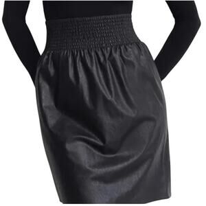 Commando M Faux Leather Mini Skirt Smocked Waistband Black Slimming Baddie